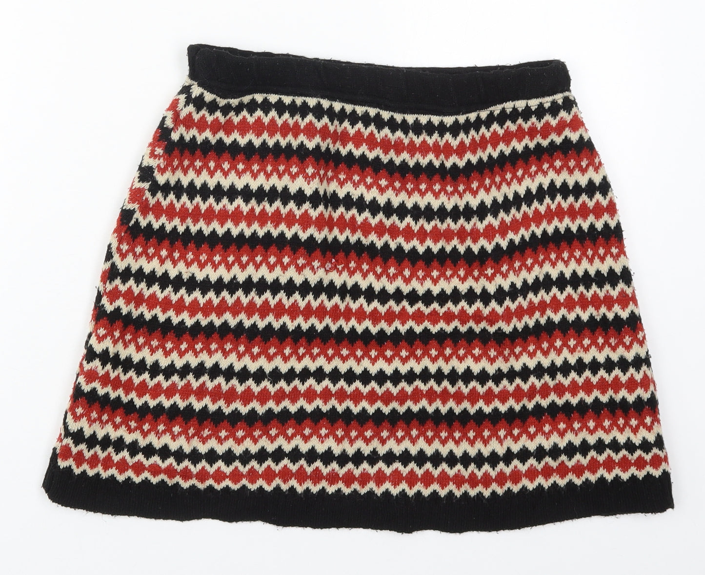 Preworn Womens Red Geometric Acrylic A-Line Skirt Size 26 in