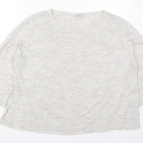 TU Womens Beige Round Neck  Acrylic Pullover Jumper Size 16