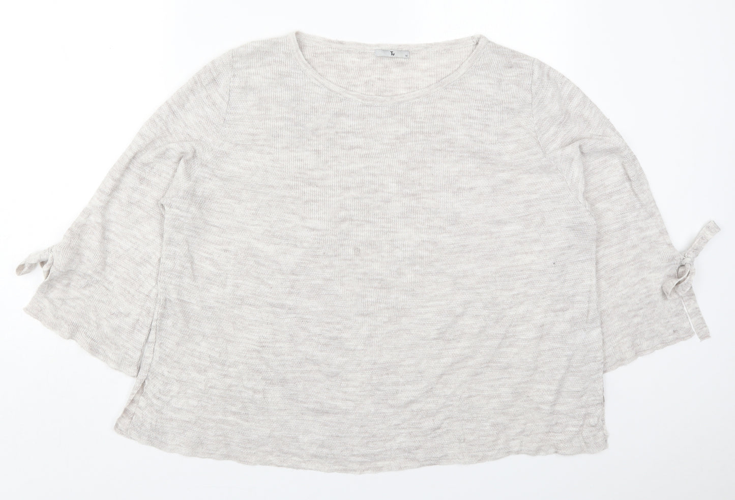 TU Womens Beige Round Neck  Acrylic Pullover Jumper Size 16