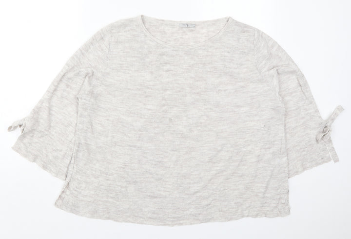 TU Womens Beige Round Neck  Acrylic Pullover Jumper Size 16