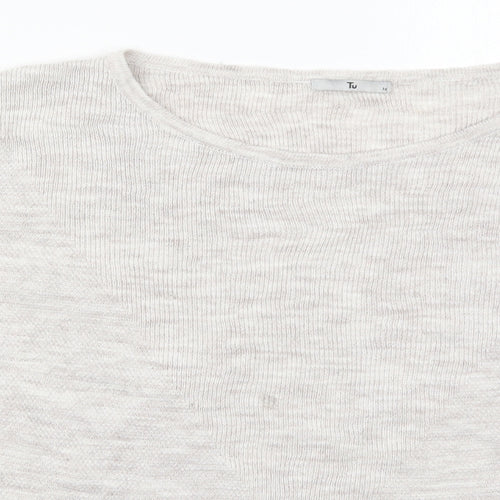 TU Womens Beige Round Neck  Acrylic Pullover Jumper Size 16