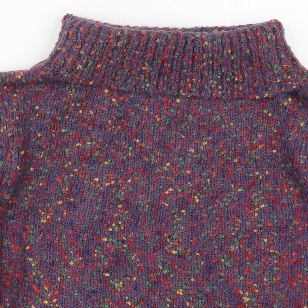 United Knitwear Womens Purple Roll Neck  Polyester Pullover Jumper Size S