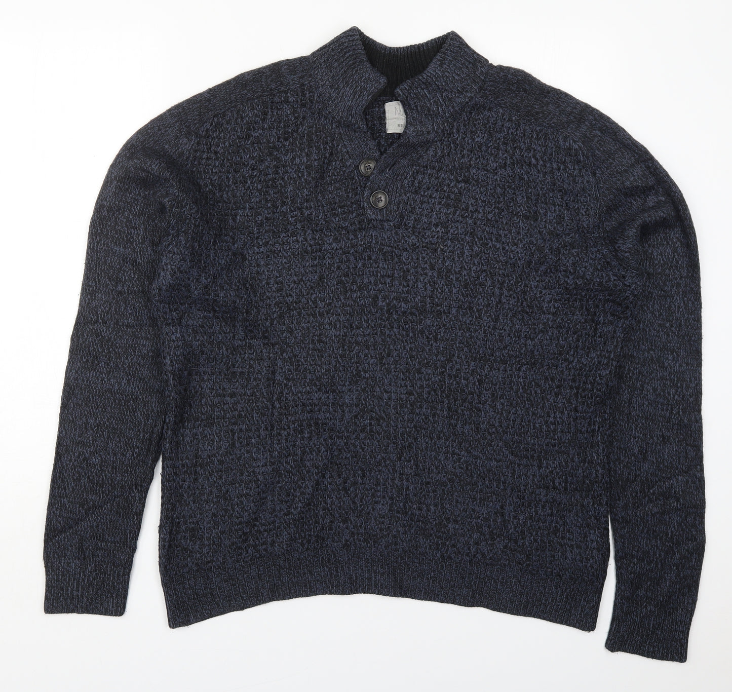 Marks and Spencer Mens Blue V-Neck  Acrylic Pullover Jumper Size L