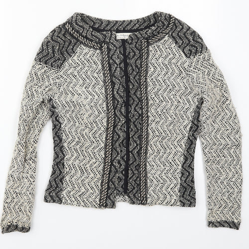 Miss Selfridge Womens Grey Round Neck Geometric Cotton Cardigan Jumper Size 4