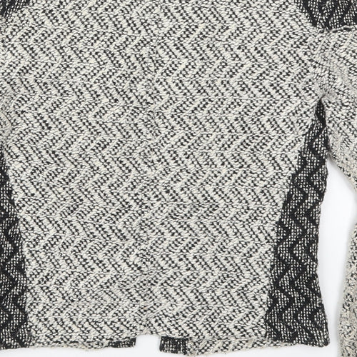 Miss Selfridge Womens Grey Round Neck Geometric Cotton Cardigan Jumper Size 4