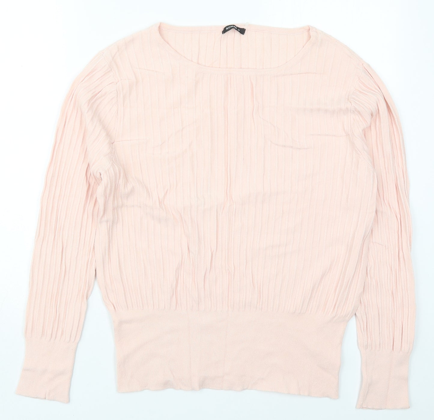 Roman Womens Pink Round Neck  Viscose Pullover Jumper Size 18