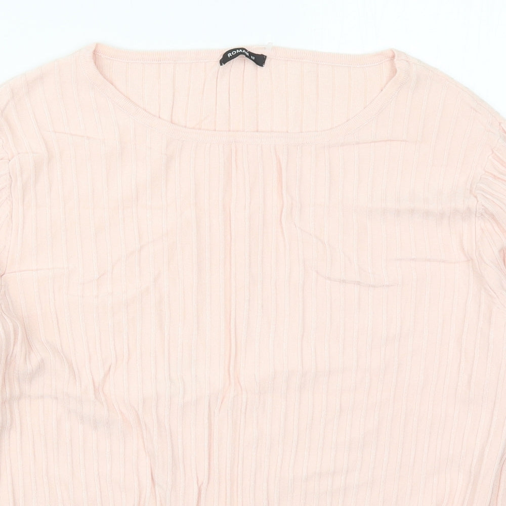 Roman Womens Pink Round Neck  Viscose Pullover Jumper Size 18
