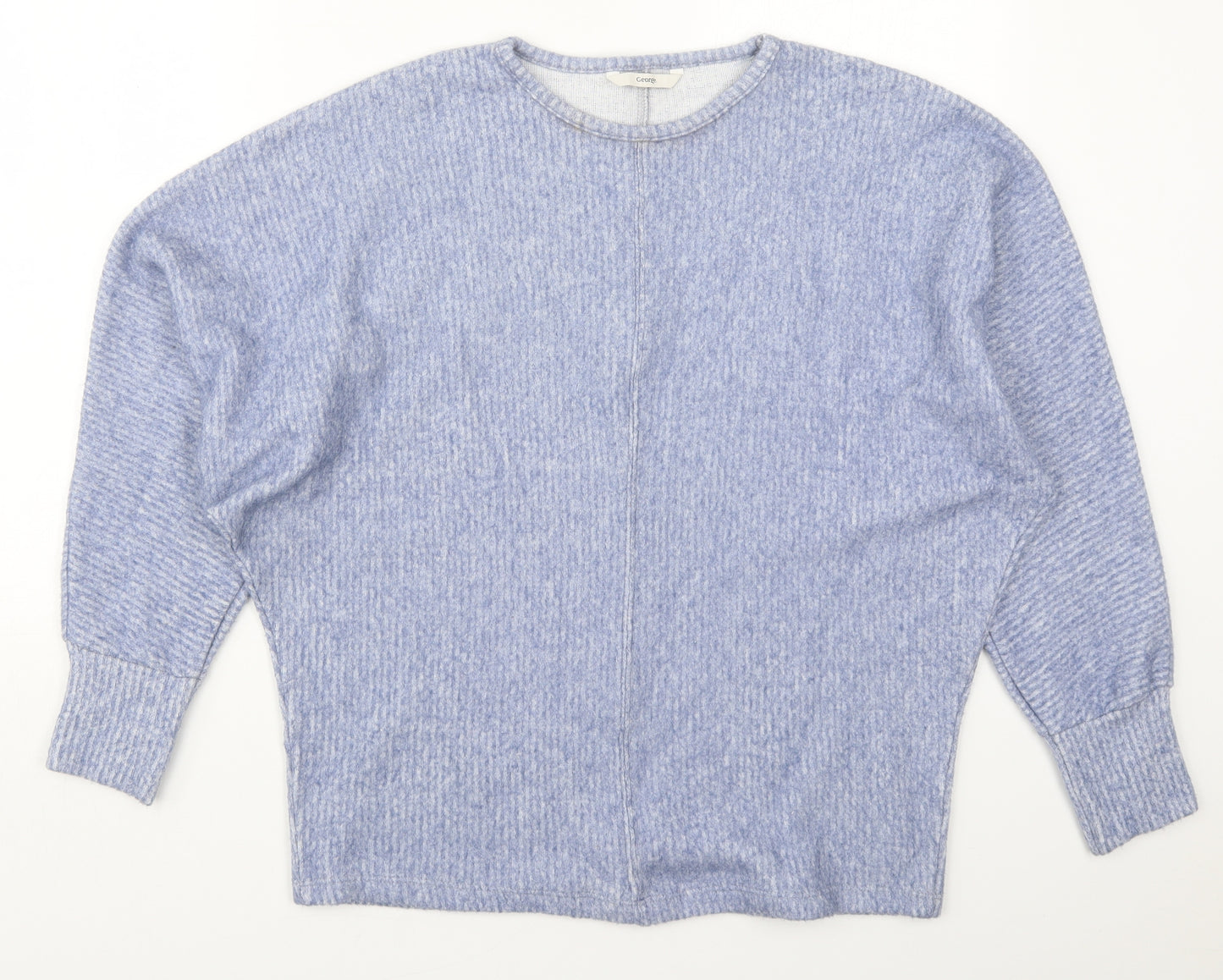 George Womens Blue Round Neck  Polyester Pullover Jumper Size S
