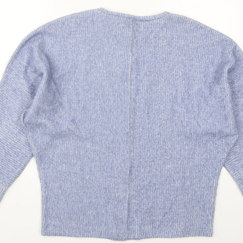 George Womens Blue Round Neck  Polyester Pullover Jumper Size S