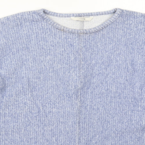 George Womens Blue Round Neck  Polyester Pullover Jumper Size S