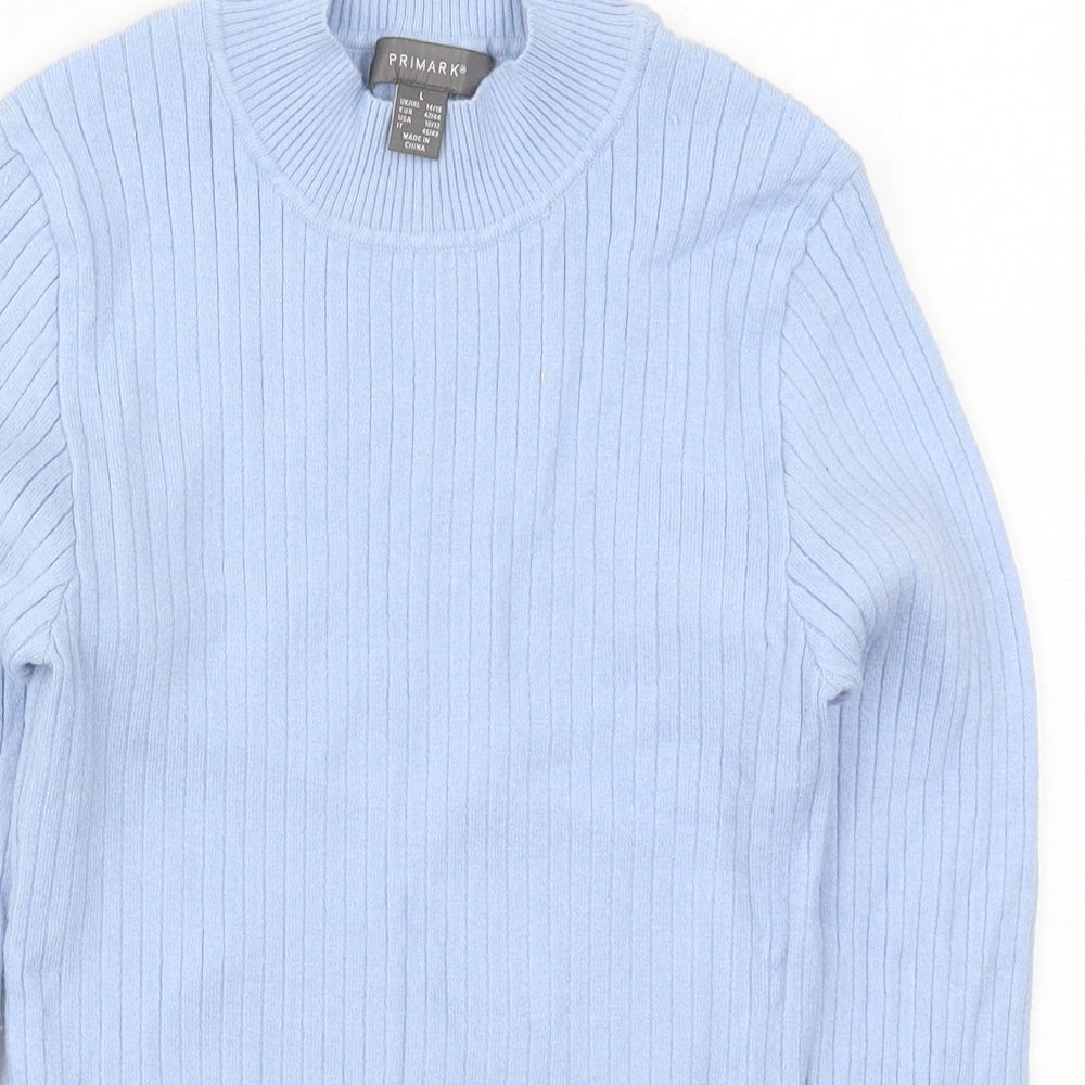 Primark Womens Blue Mock Neck  Viscose Pullover Jumper Size 14