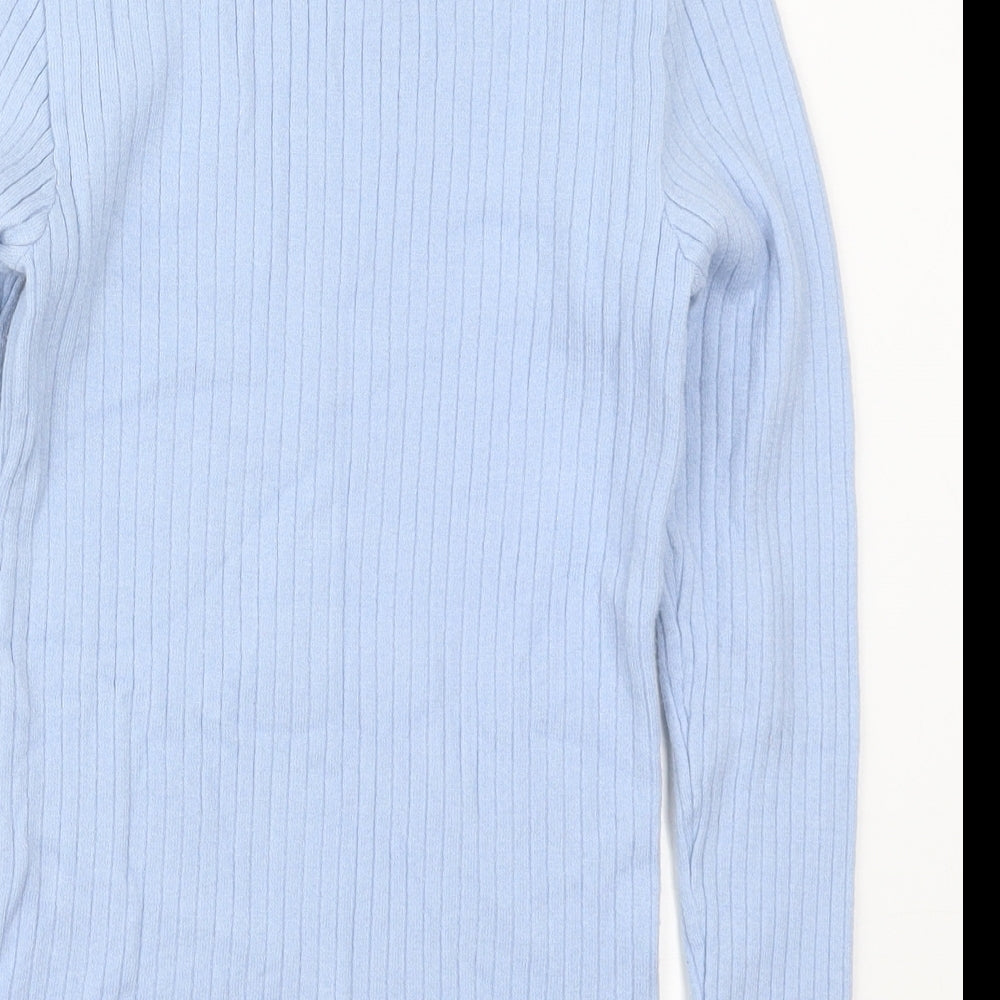 Primark Womens Blue Mock Neck  Viscose Pullover Jumper Size 14