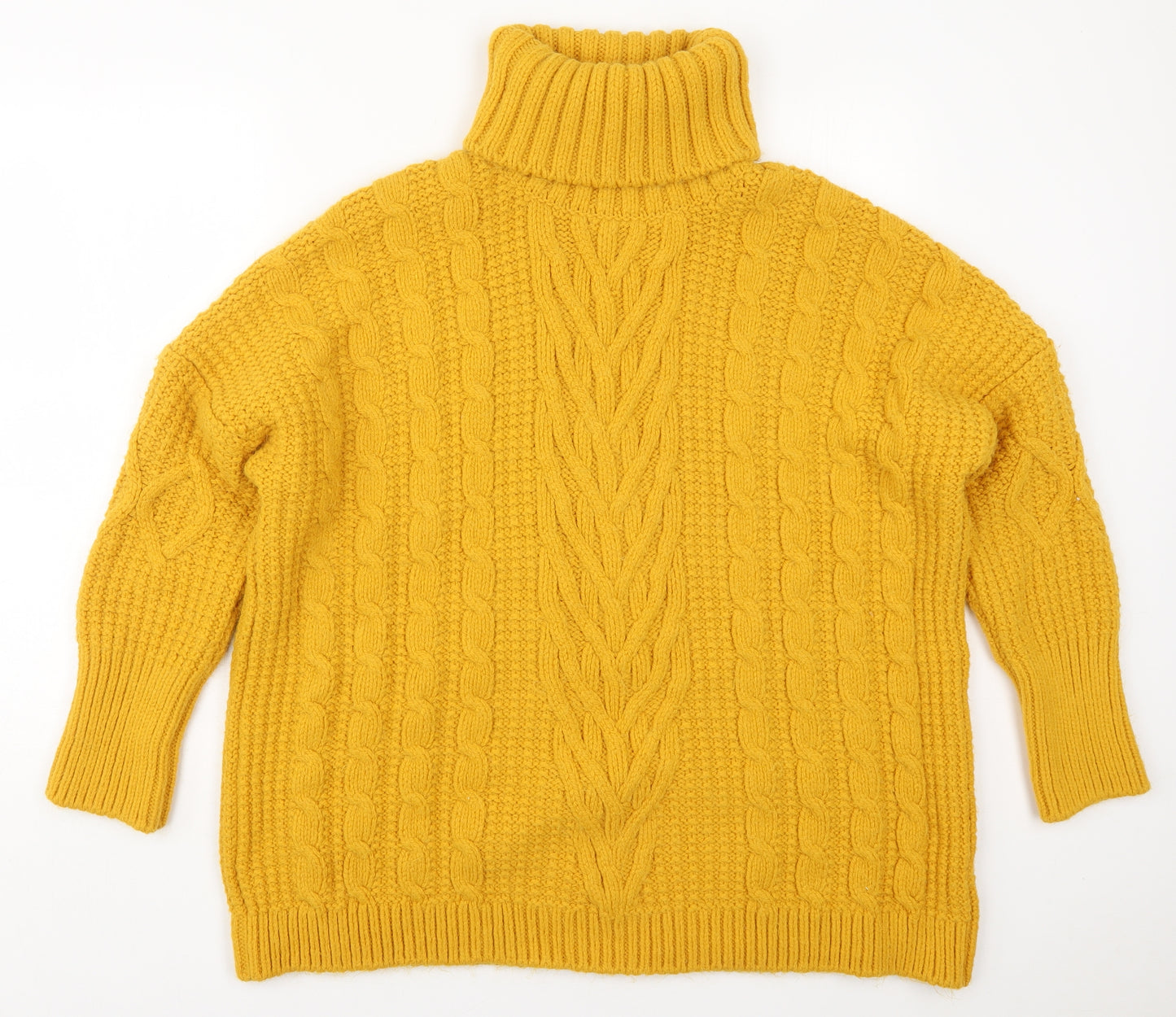 Marks and Spencer Womens Yellow Roll Neck  Acrylic Pullover Jumper Size XL