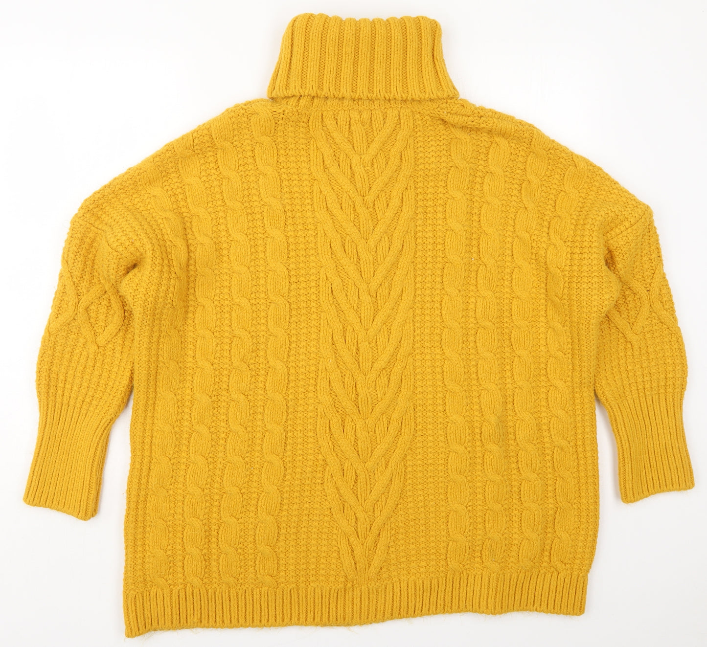 Marks and Spencer Womens Yellow Roll Neck  Acrylic Pullover Jumper Size XL