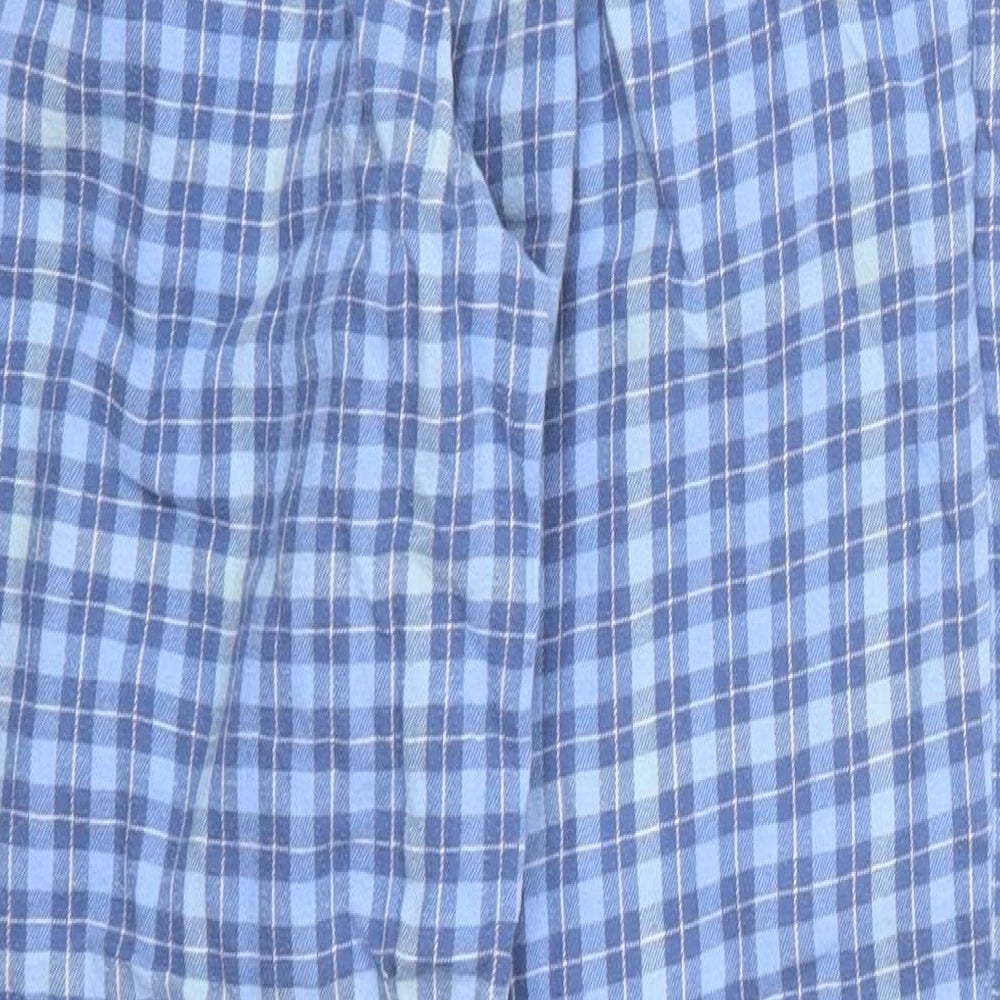 Dunnes Womens Blue Check Cotton Trousers  Size S L27 in Regular Drawstring - Pyjama Pants