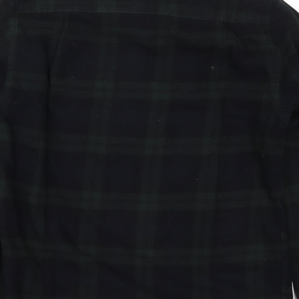Primark Mens Green Check Cotton  Button-Up Size M Collared Button
