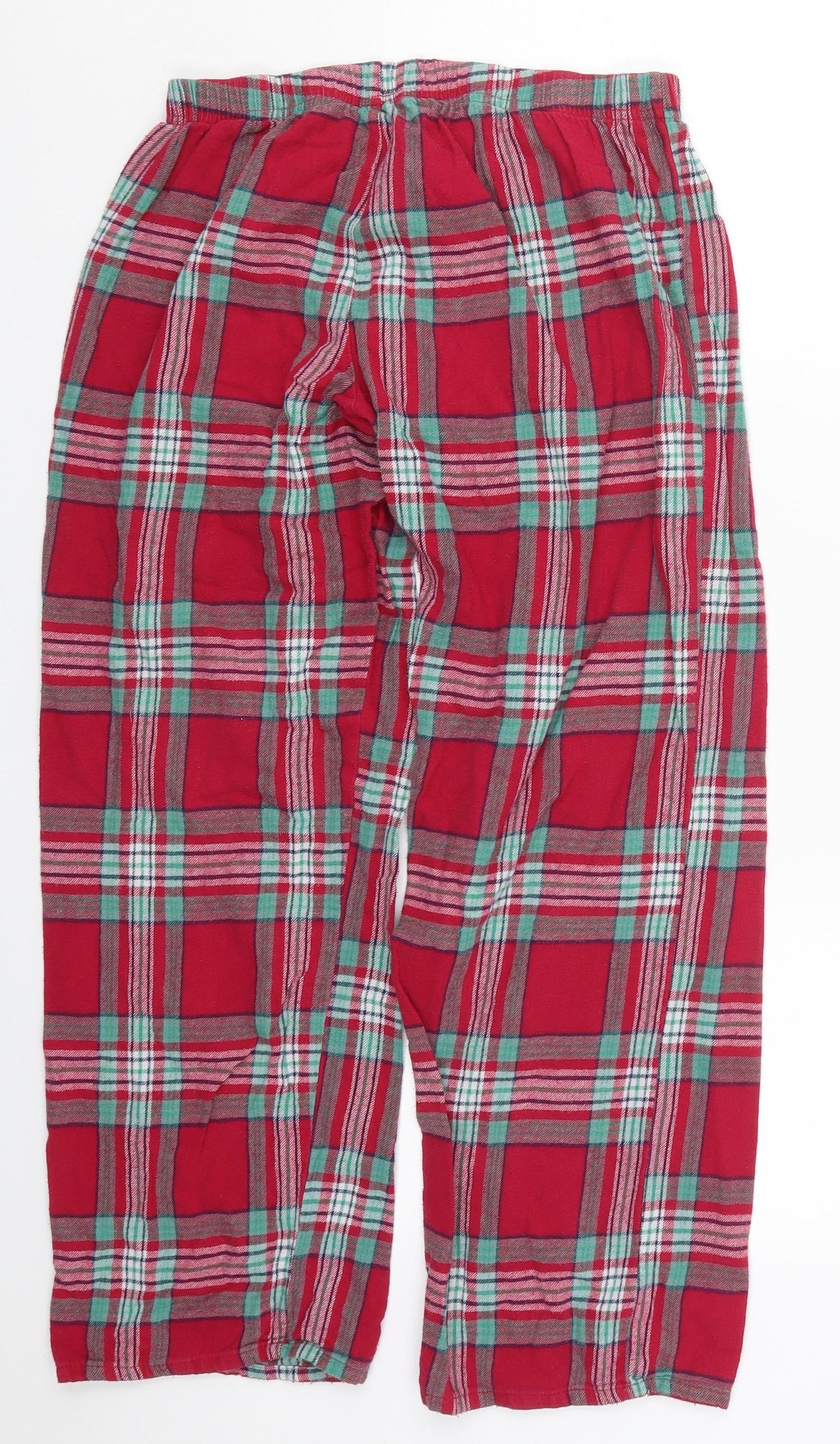 F&F Womens Red Check Cotton Trousers  Size 8 L26 in Regular  - Pyjama Pants
