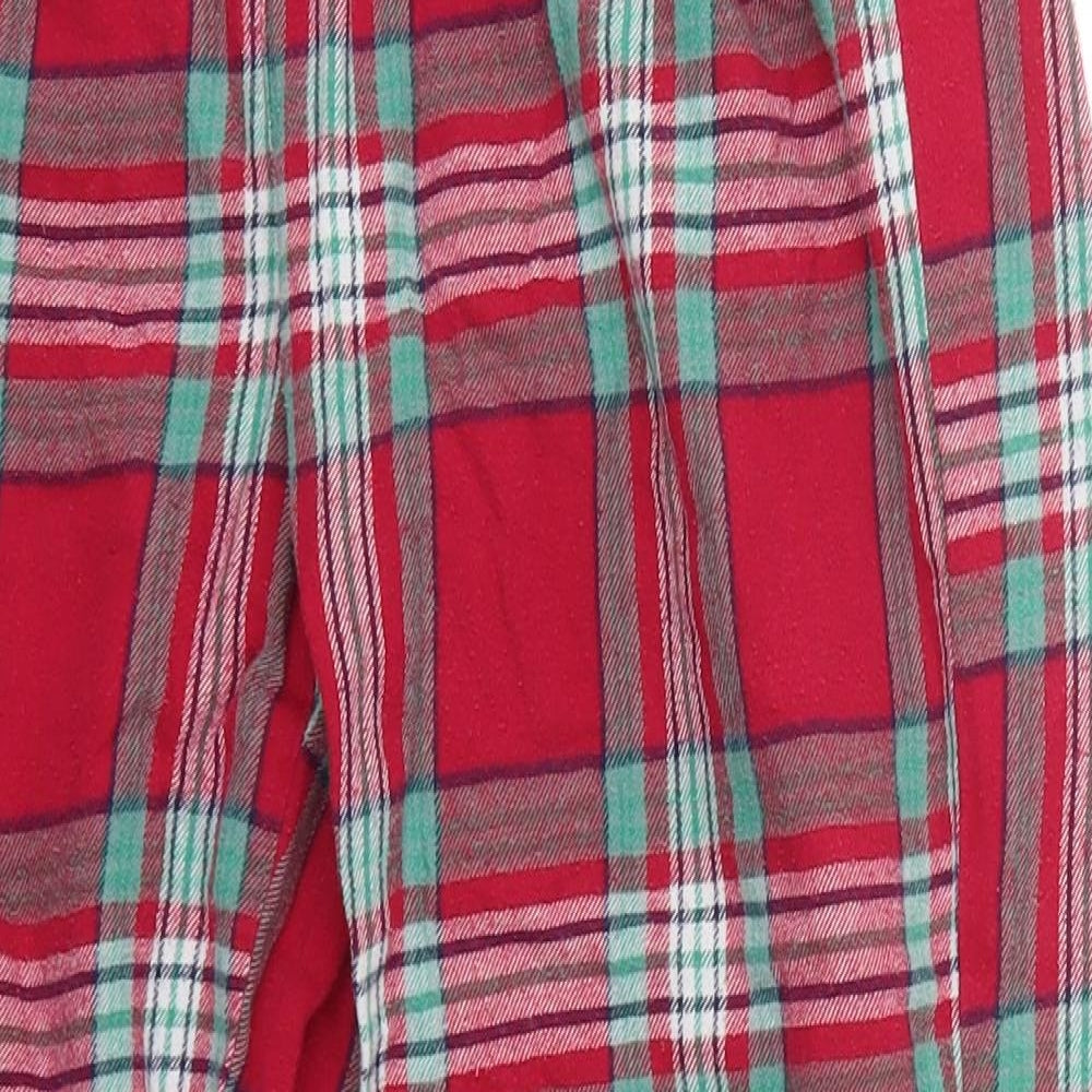 F&F Womens Red Check Cotton Trousers  Size 8 L26 in Regular  - Pyjama Pants
