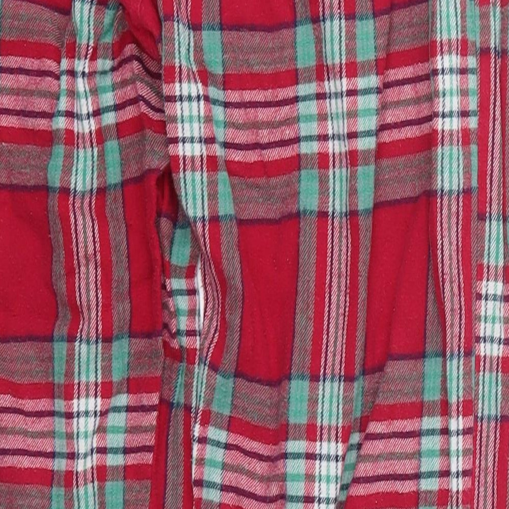 F&F Womens Red Check Cotton Trousers  Size 8 L26 in Regular  - Pyjama Pants