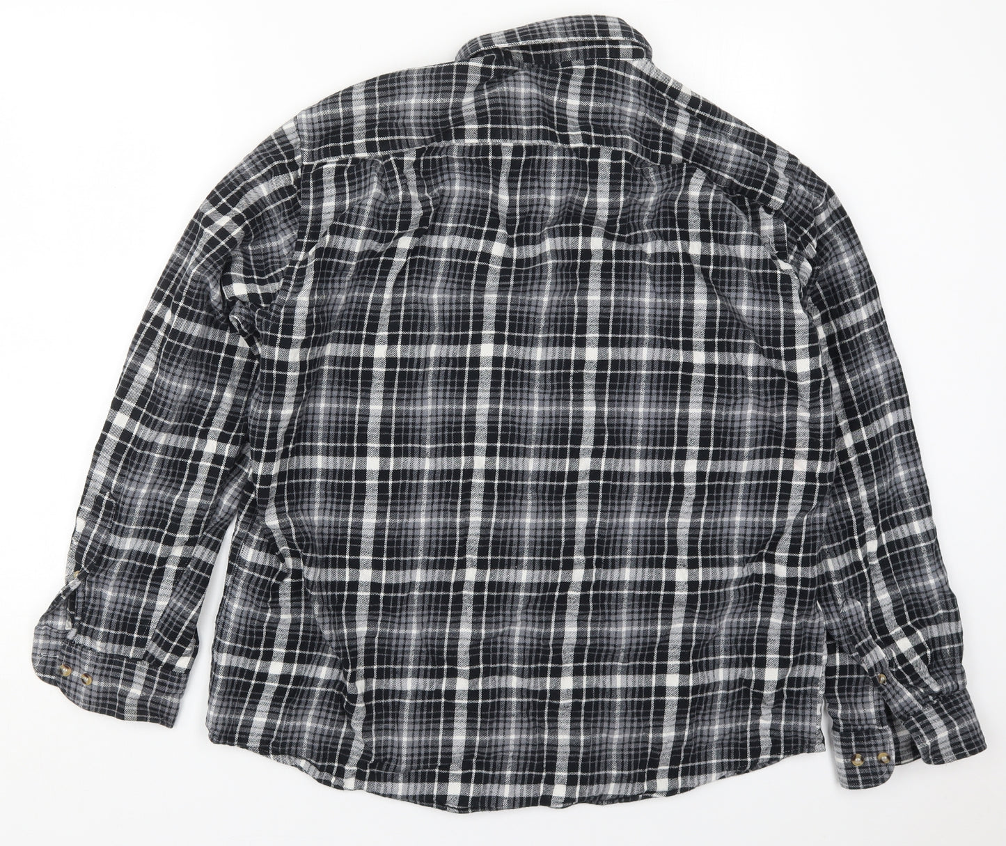 Dunnes Mens Grey Check Cotton  Button-Up Size 2XL Collared Button