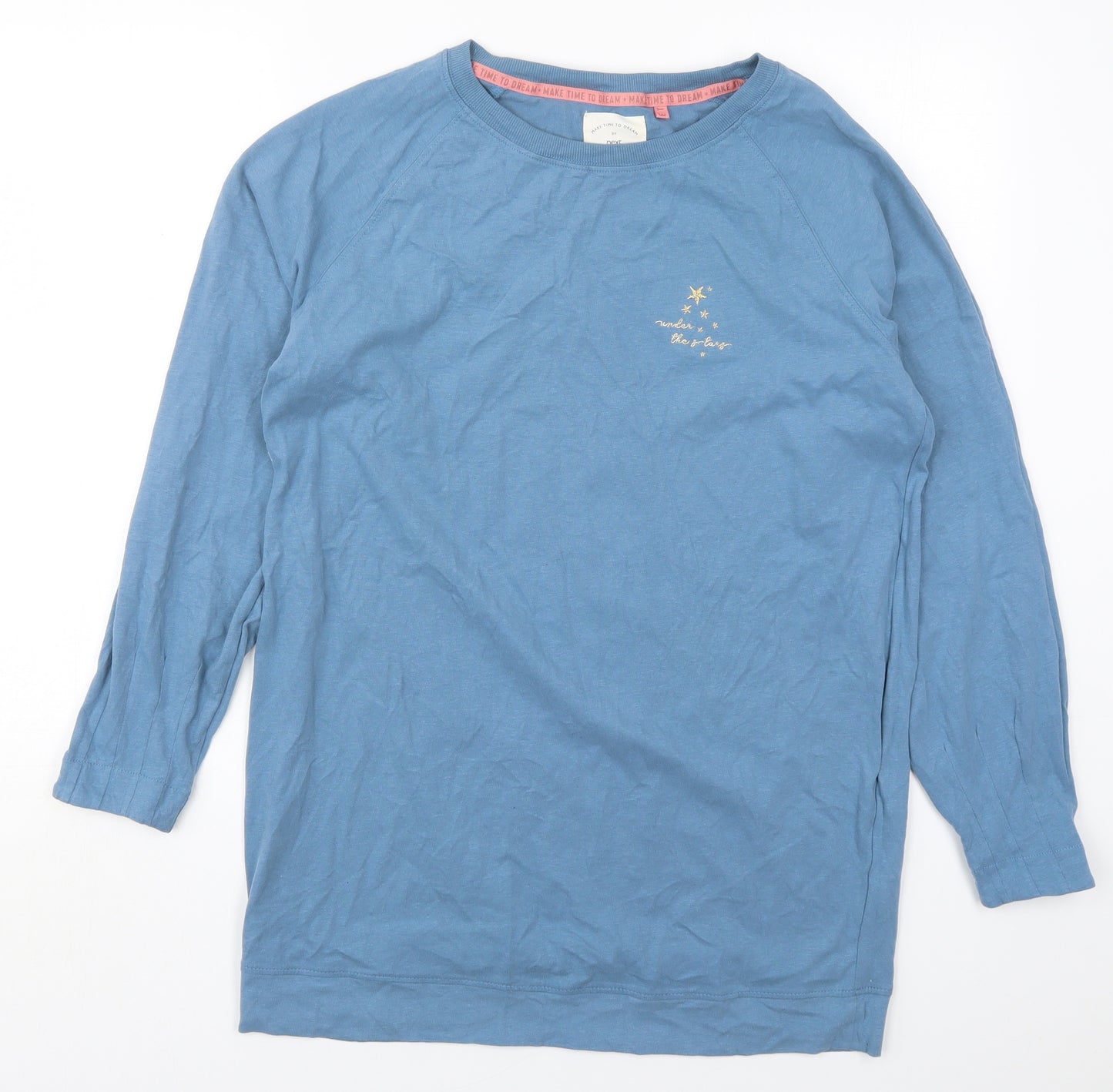 NEXT Womens Blue Solid Cotton Top Pyjama Top Size 8   - Under The Stars