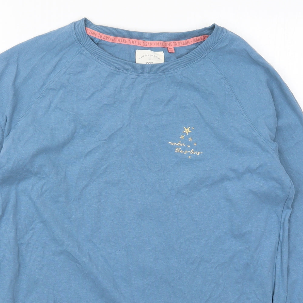 NEXT Womens Blue Solid Cotton Top Pyjama Top Size 8   - Under The Stars