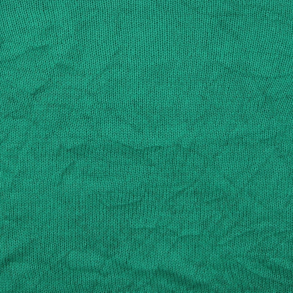 New Look Womens Green Round Neck  Acrylic Pullover Jumper Size M   - Mince Pies Before Guys