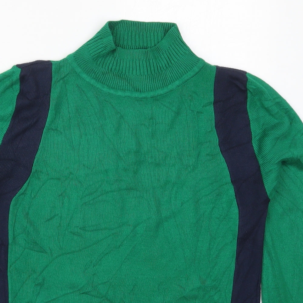 Marks and Spencer Womens Green Mock Neck  Viscose Pullover Jumper Size 10