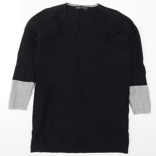Marks and Spencer Womens Black V-Neck  Cotton Pullover Jumper Size 12