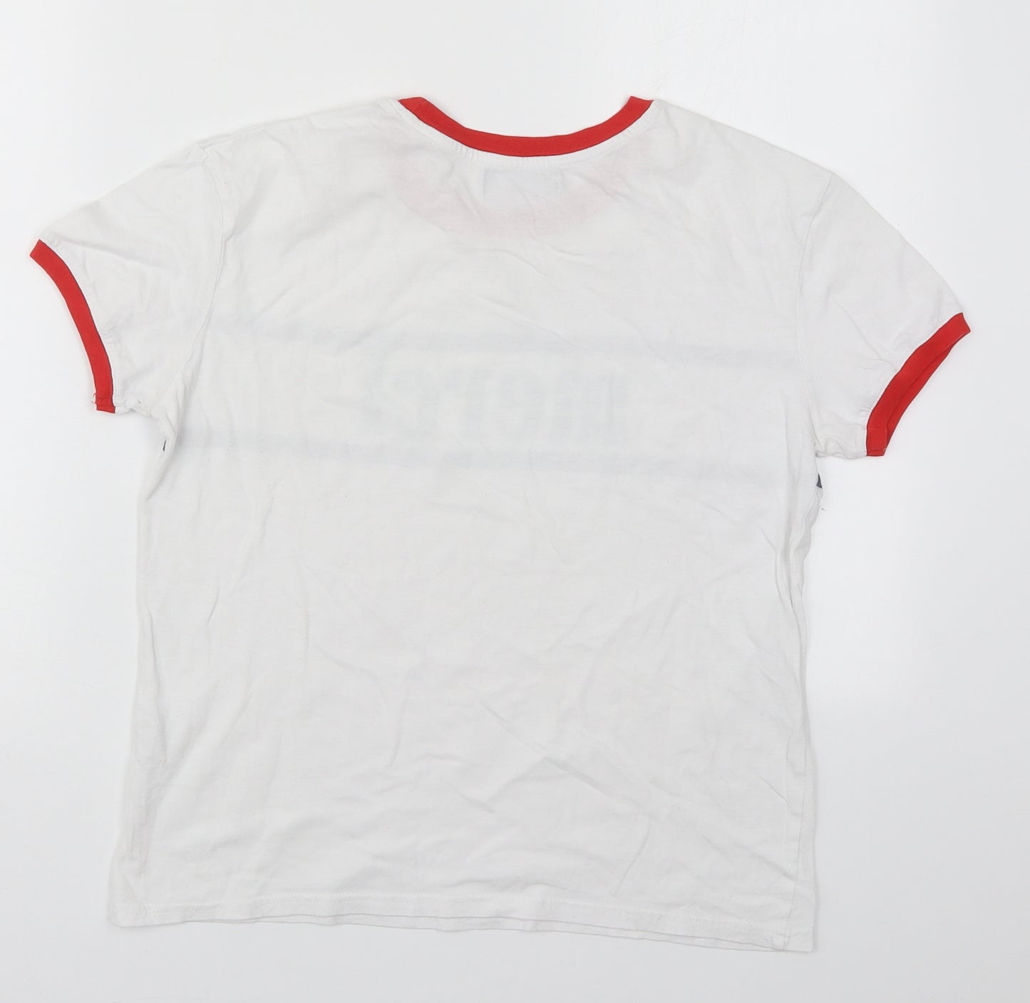 Bershka Womens White  Cotton Basic T-Shirt Size S Crew Neck - Merci