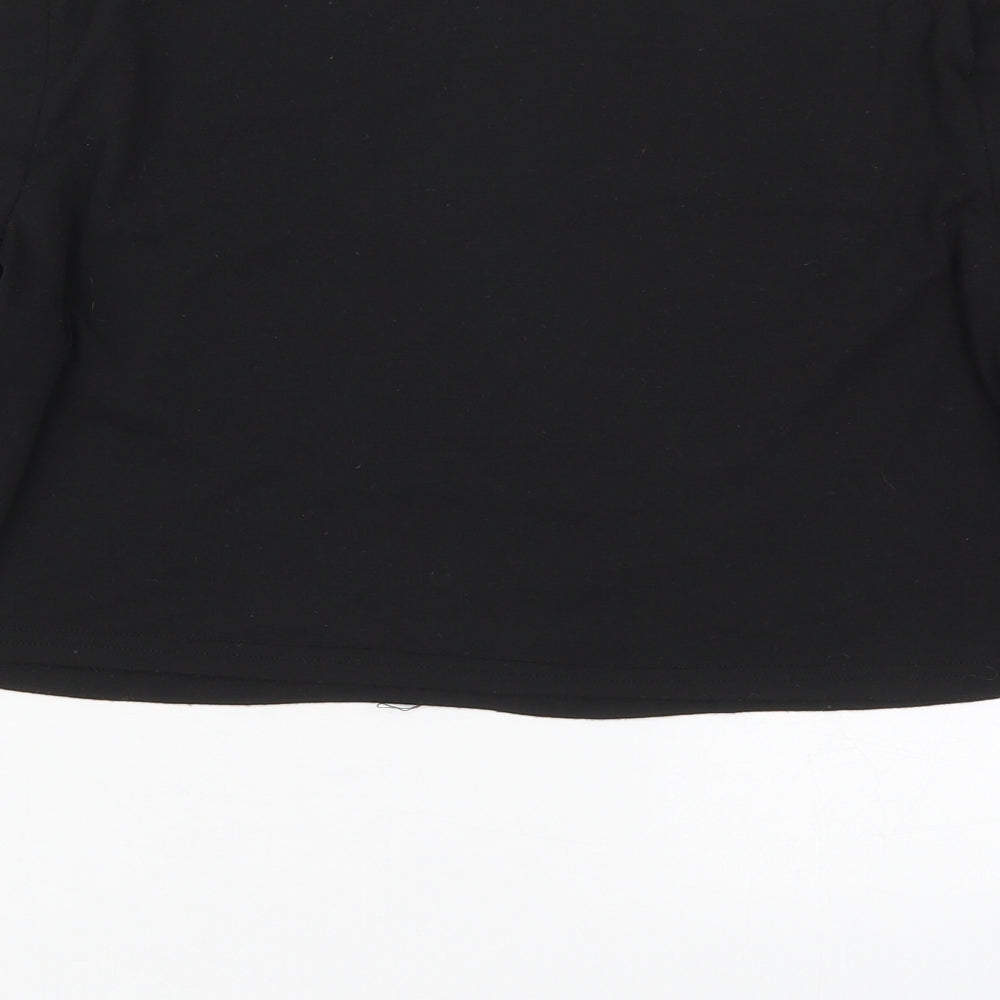 ROMWE Womens Black Striped Cotton Cropped T-Shirt Size M Crew Neck - Sun and Moon