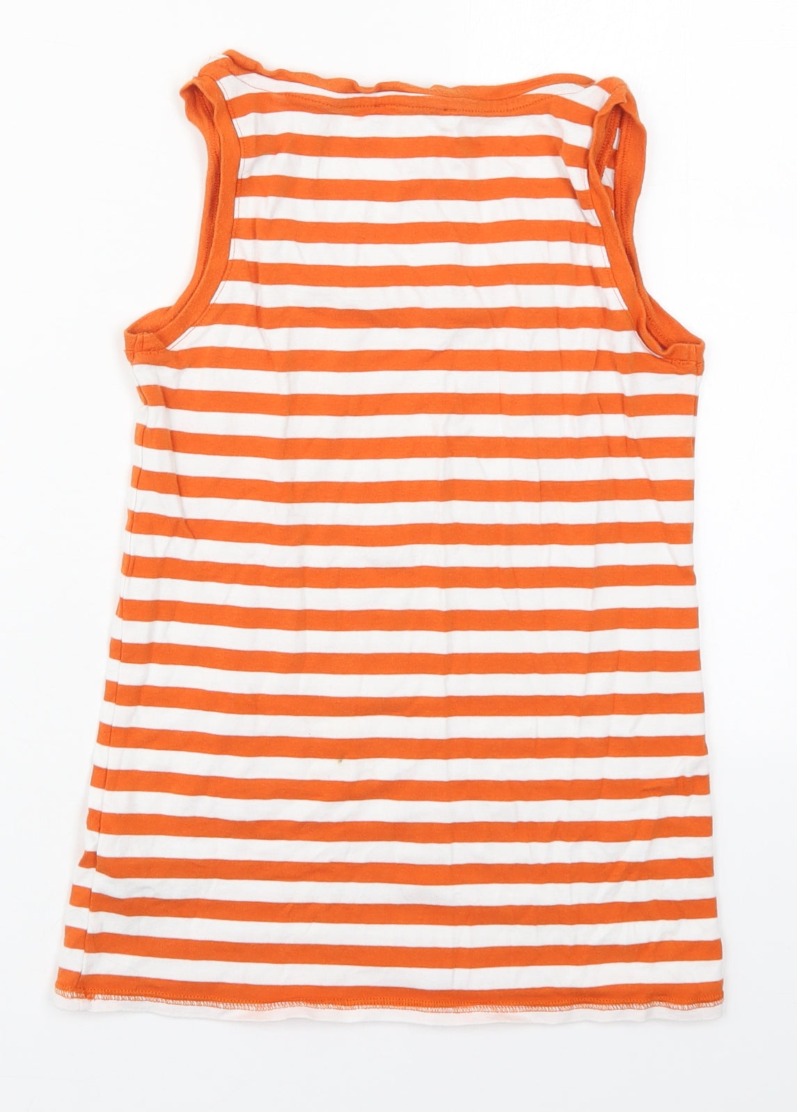 Marks and Spencer Womens Orange Striped Cotton Basic Tank Size 12 Round Neck