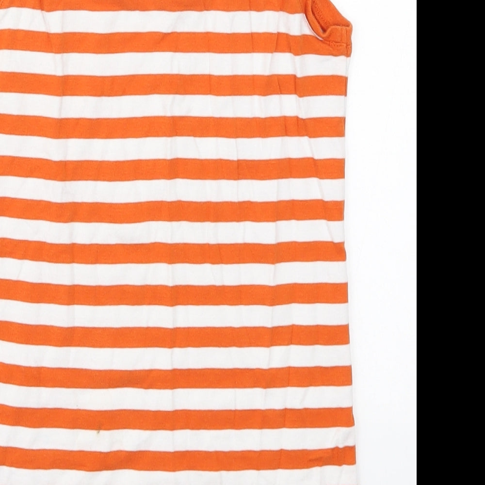 Marks and Spencer Womens Orange Striped Cotton Basic Tank Size 12 Round Neck