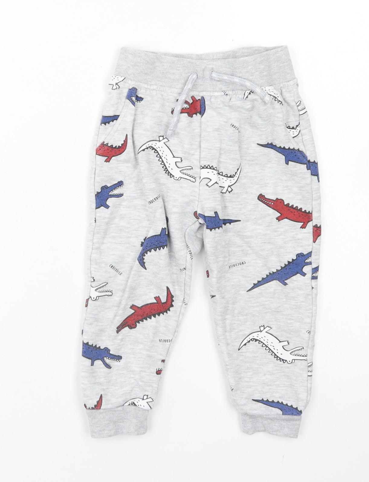 Primark  Grey Spotted Cotton Jogger Trousers Size 18-24 Months   - Crocodile Print