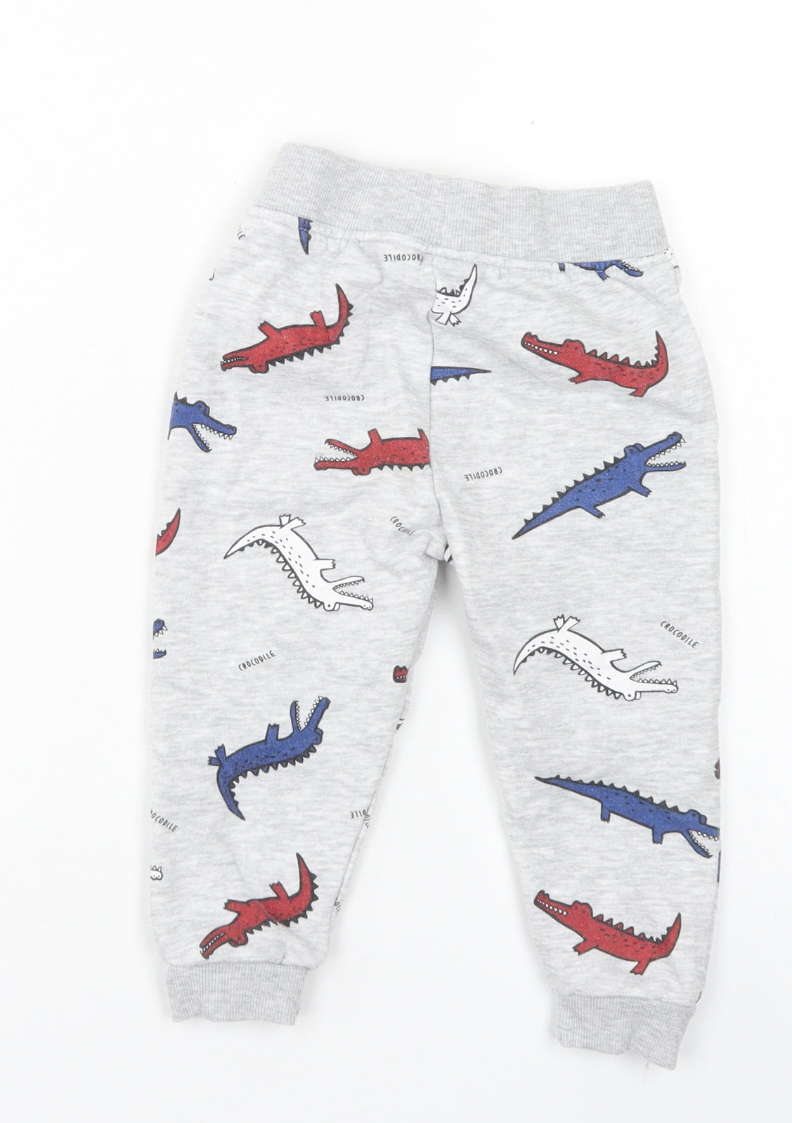 Primark  Grey Spotted Cotton Jogger Trousers Size 18-24 Months   - Crocodile Print