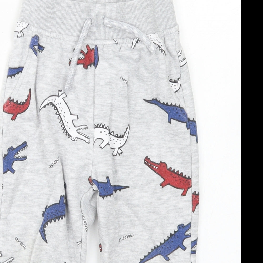 Primark  Grey Spotted Cotton Jogger Trousers Size 18-24 Months   - Crocodile Print
