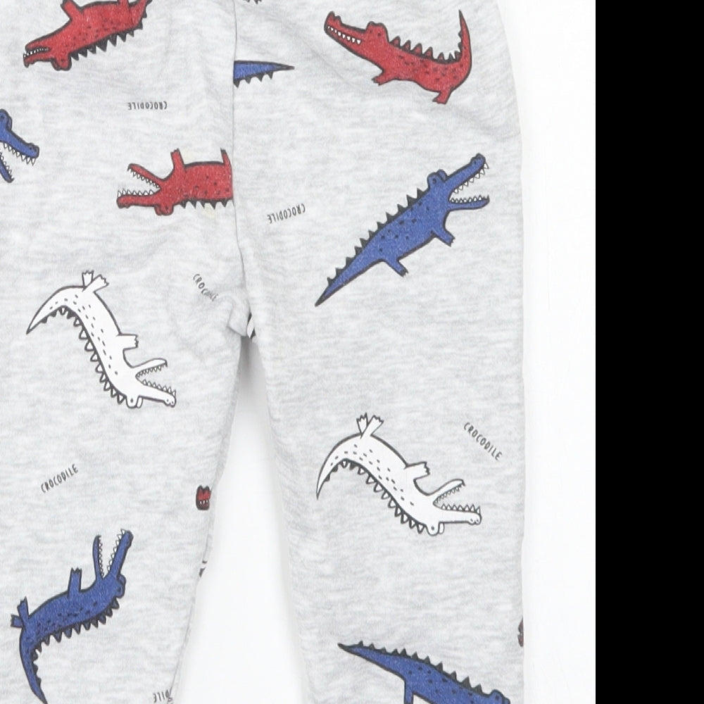 Primark  Grey Spotted Cotton Jogger Trousers Size 18-24 Months   - Crocodile Print