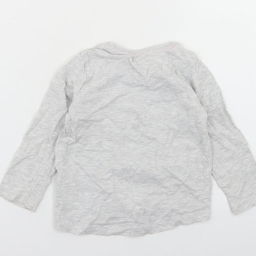 Primark Girls Grey  Cotton Basic T-Shirt Size 12-18 Months Crew Neck  - Minnie Mouse