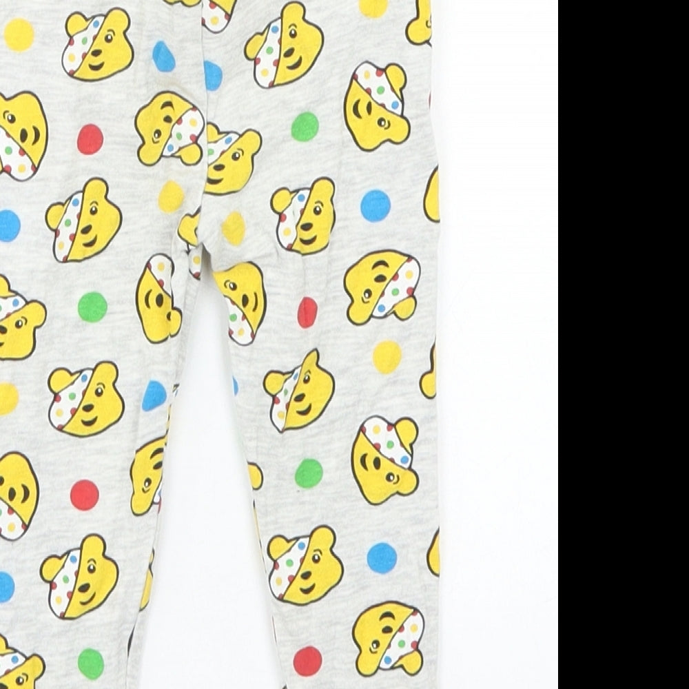 George Girls Grey Spotted Cotton Jogger Leggings Size 12-18 Months   - Pudsey Bear Children in Need