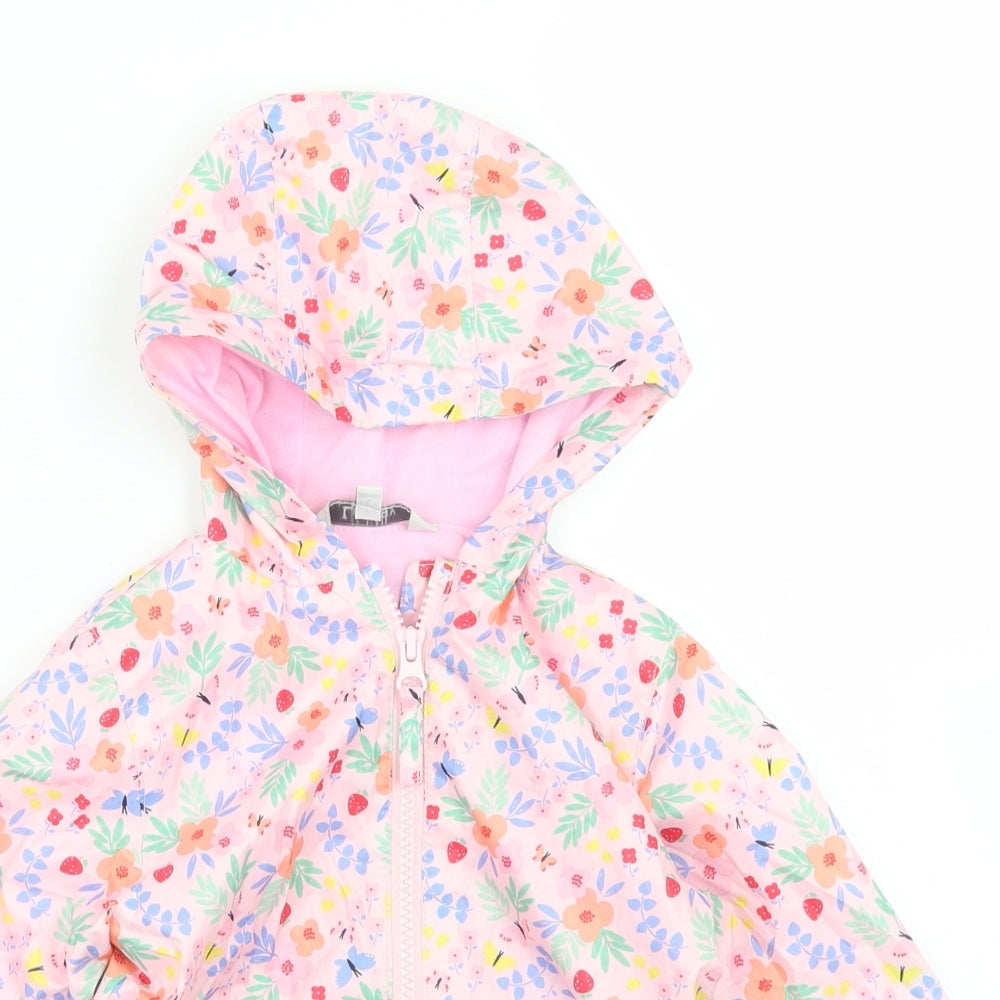 Peacocks Girls Pink Floral  Jacket  Size 12-18 Months   Zip