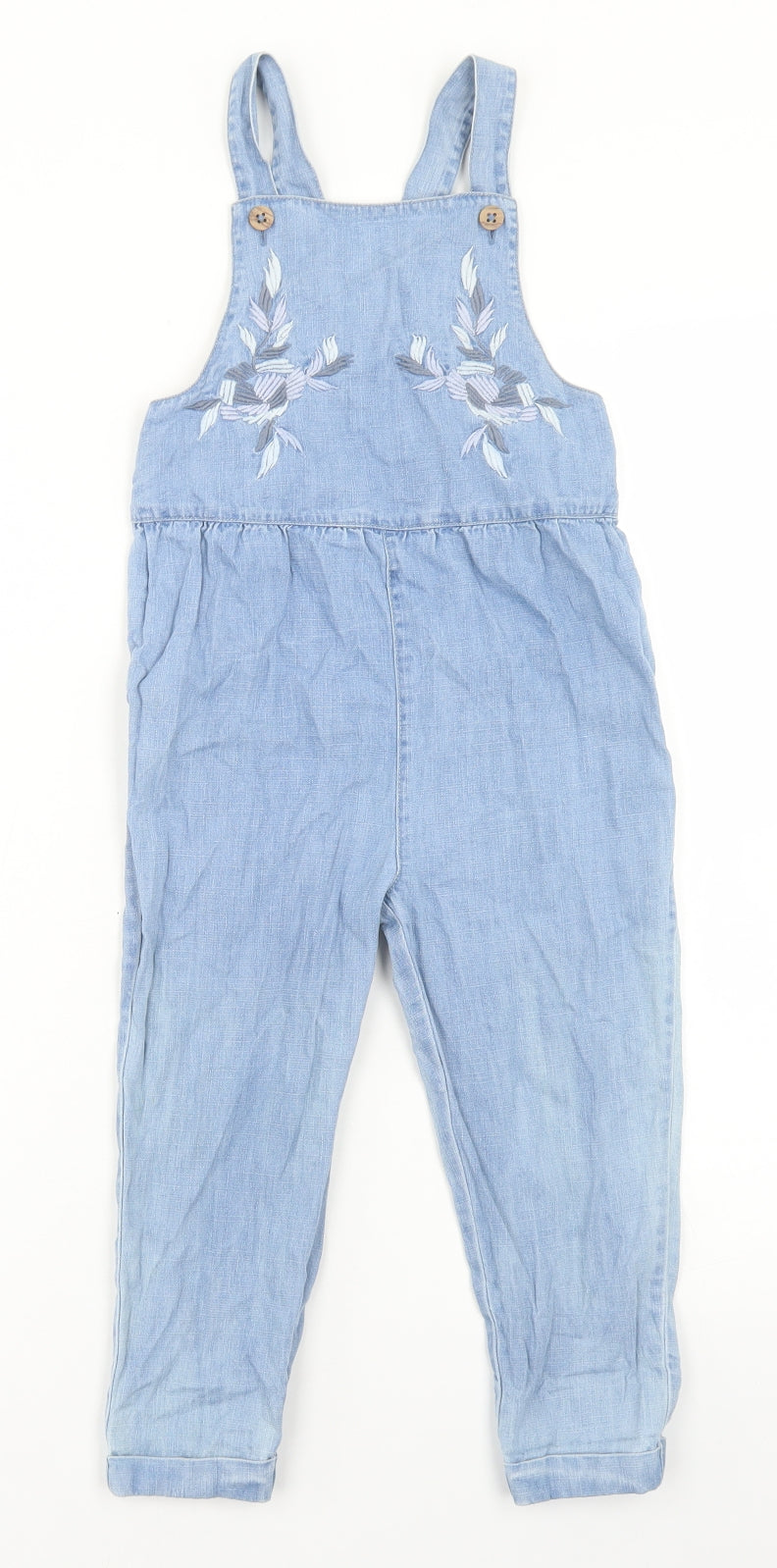 George Girls Blue  Cotton Dungaree One-Piece Size 3-4 Years  Button