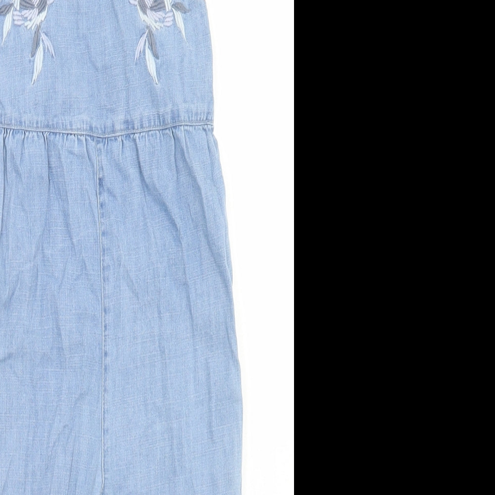 George Girls Blue  Cotton Dungaree One-Piece Size 3-4 Years  Button