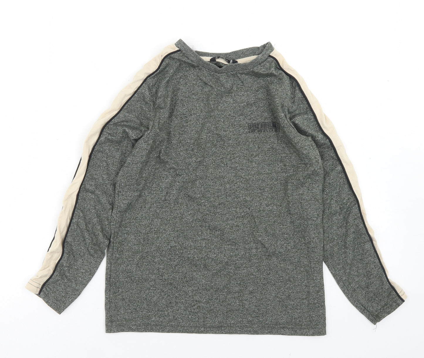 George Boys Green Colourblock Cotton Basic T-Shirt Size 7-8 Years Crew Neck