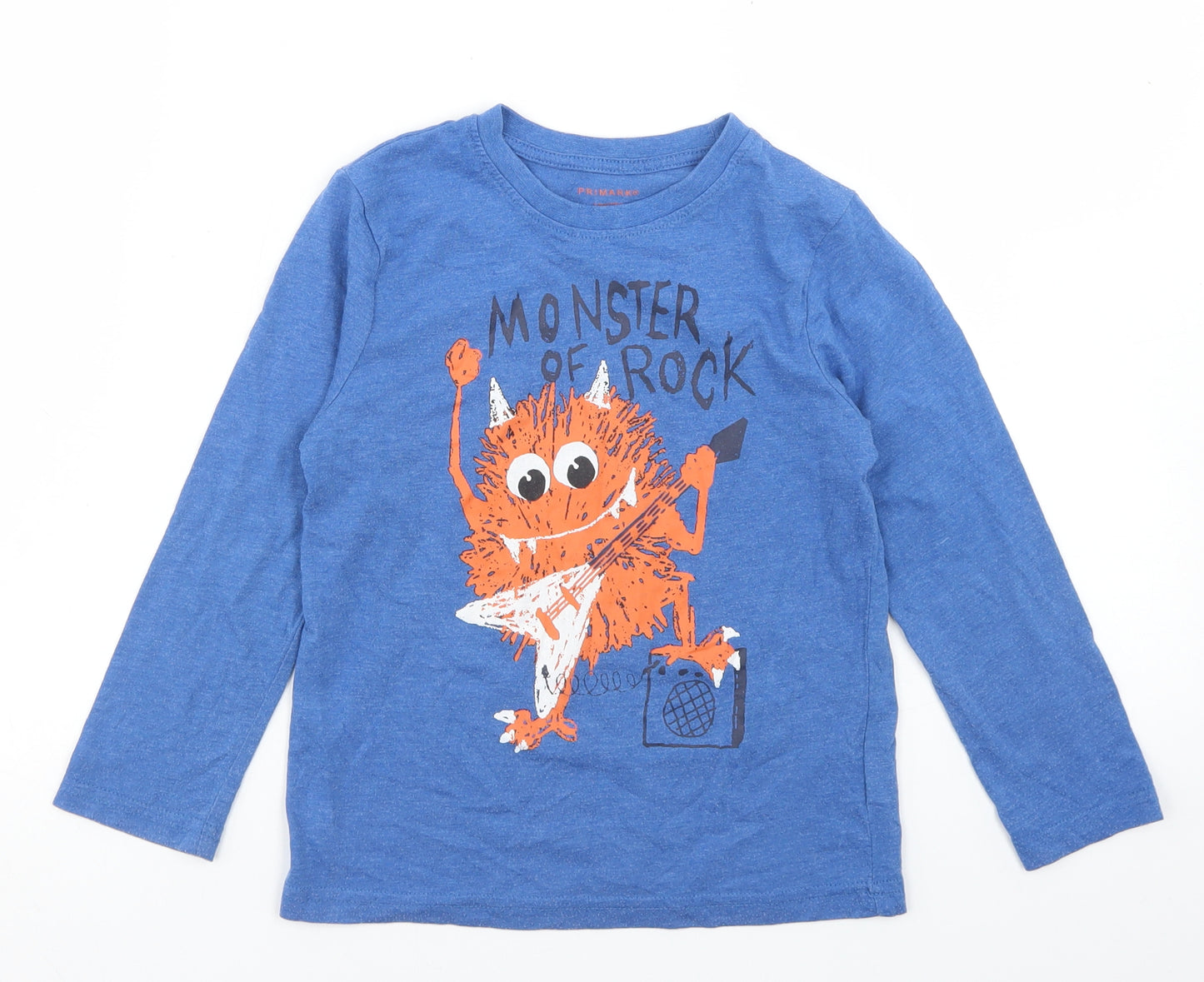 Primark Boys Black  Cotton Basic T-Shirt Size 5-6 Years Crew Neck  - Monster