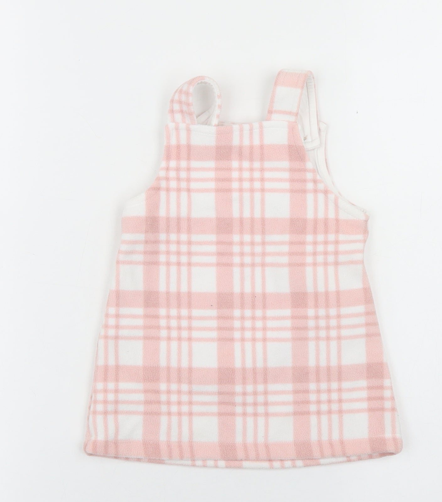 George Girls Pink Plaid Polyester Pinafore/Dungaree Dress  Size 6-9 Months  Square Neck Button