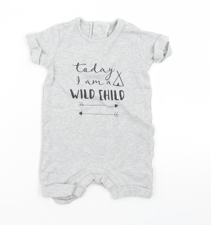 Matalan Girls Grey Cotton Romper One-Piece Size 0-3 Months Snap - Wild Child