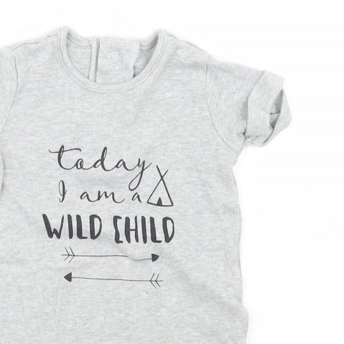 Matalan Girls Grey  Cotton Romper One-Piece Size 0-3 Months  Snap - Wild Child