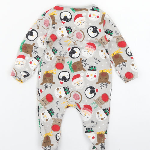 Fred & Flo Boys Green Spotted Cotton Babygrow One-Piece Size Newborn  Zip - Christmas Print