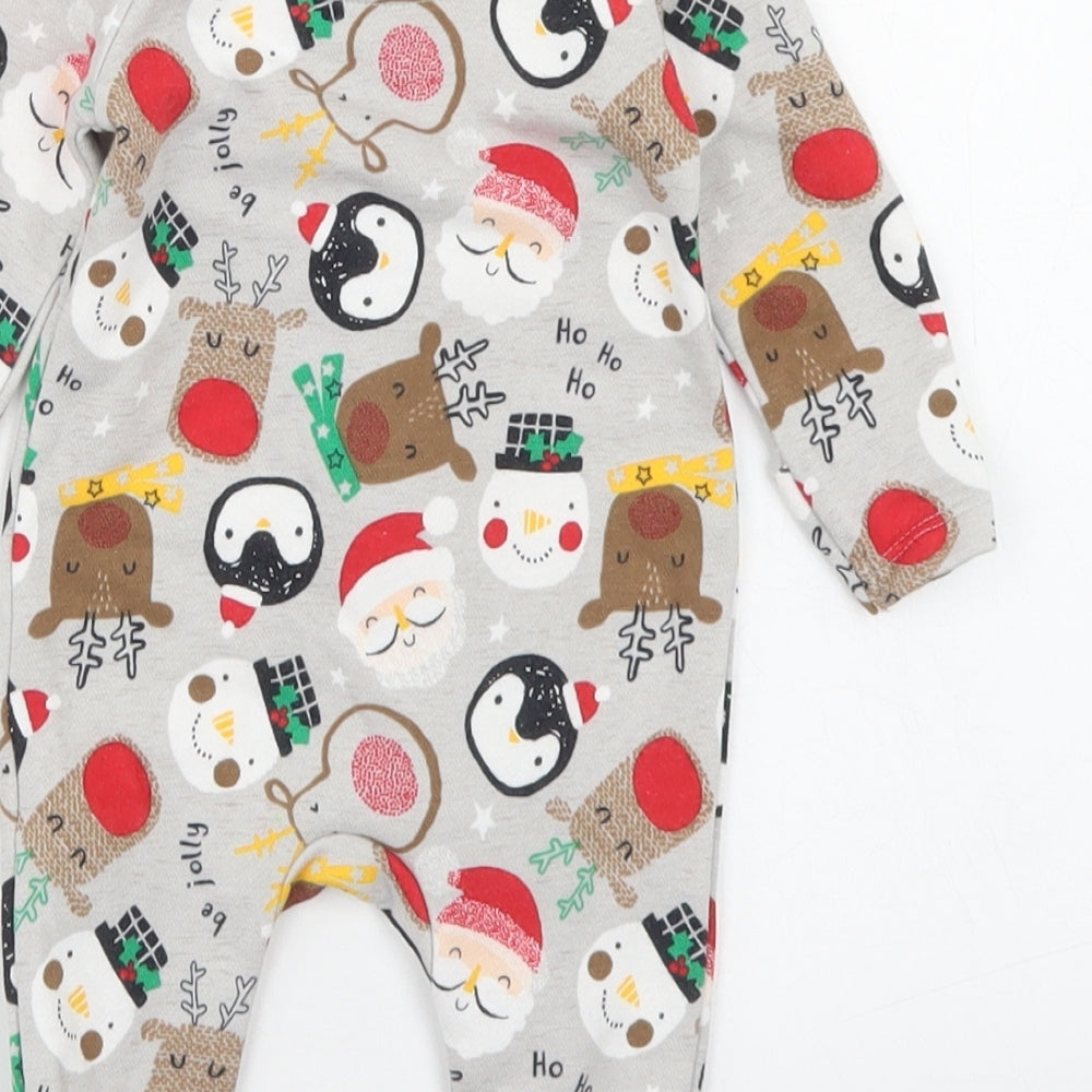 Fred & Flo Boys Green Spotted Cotton Babygrow One-Piece Size Newborn  Zip - Christmas Print