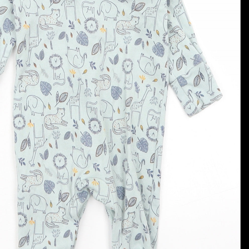 Matalan Girls Blue Spotted Cotton Babygrow One-Piece Size 0-3 Months  Snap - Jungle Animals